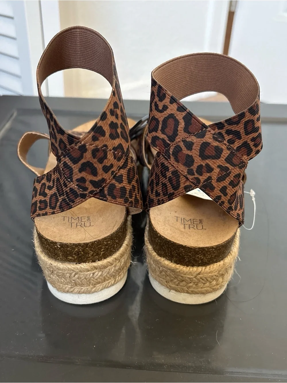Time and Tru Leopard Print Platform Sandals - Brown/Black